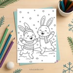 20 Winter Coloring Pages for Kids | Cute People, Animals & Cozy Winter Scenes | Printable PDF preview 3