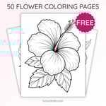 Tropical Hibiscus Coloring Page for Kids | Printable Flower Art PDF | US Letter | TutuCards Nature Learning Series preview 1