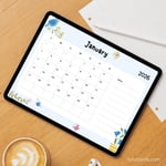 2026 Calendar Printable Download | Cute Hand-Drawn Flowers and Birds Watercolor Calendar | Letter Size | Desk & Wall Planner preview 5