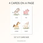 16 Cute Colorful Farm Animal Flashcards  | Printable Cards | 3.5x5 inch | Kids Learning & Classroom Decor preview 3