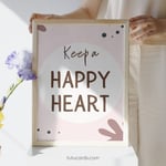 Keep a Happy Heart — Boho Minimalist Affirmation Poster, Neutral Handwritten Wall Art for Kids, Teens, Classroom & Home Decor preview 3
