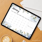 2026 Calendar Printable Download | Blue and White Watercolor Botanical Calendar | Elegant Nature Monthly Planner | Letter Size | Desk & Wall Decor preview 5