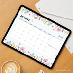 2026 Calendar Printable Download | Colorful Flowers Watercolor Floral Calendar | Letter Size | Desk & Wall Planner preview 4