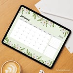 2026 Calendar Printable Download | Green and White Floral Watercolor Calendar | Letter Size | Desk & Wall Planner preview 5