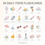 24 Cute Colorful Daily Items Flashcards | Printable Cards | 3.5x5 inch | Kids Learning & Classroom Decor preview 2