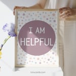 I Am Helpful — Soft Colorful Dots Affirmation Poster for Kids, Gentle Minimalist Wall Art, Calming Classroom & Home Decor preview 3