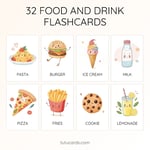 32 Cute Colorful Food & Drink Flashcards  | Printable Cards | 3.5x5 inch  preview 1