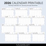 2026 Calendar Printable Download | Soft Pink and Purple Floral Watercolor Calendar | Pastel Flower Monthly Planner | Letter Size | Desk & Wall Decor preview 2