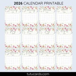 2026 Calendar Printable Download | Soft Pastel Botanical Flowers & Butterflies Watercolor Vertical Calendar | To-Do List & Notes Pages Included | Letter Size | Aesthetic Planner preview 2