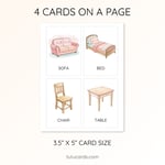 20 Cute Colorful Furniture Flashcards | Printable Cards | 3.5x5 inch | Kids Learning & Classroom Decor preview 3