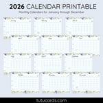2026 Calendar Printable Download | Calm Colorful Pastel Watercolor Floral Calendar | Soft Aesthetic Monthly Planner | Letter Size | Desk & Wall Decor preview 2