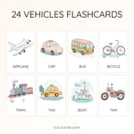 24 Cute Colorful Transportation & Special Vehicles Flashcards | Printable Cards | 3.5x5 inch | Kids Learning & Classroom Decor preview 1