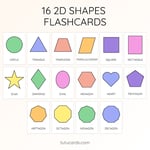 22 Cute Colorful Shape Flashcards | 16 2D Shapes + 6 3D Shapes | Printable Cards | 3.5x5 inch preview 2