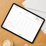 2026 Calendar Printable Download | Gray White Floral Watercolor Wildflowers Calendar | Letter Size | Desk & Wall Planner preview 5
