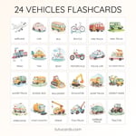 24 Cute Colorful Transportation & Special Vehicles Flashcards | Printable Cards | 3.5x5 inch | Kids Learning & Classroom Decor preview 2