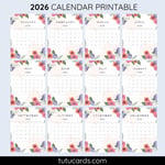 2026 Calendar Printable Download | Cute Pink and Purple Floral Watercolor Vertical Calendar | To-Do List & Notes Pages Included | Letter Size | Aesthetic Planner preview 2