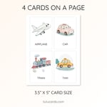 24 Cute Colorful Transportation & Special Vehicles Flashcards | Printable Cards | 3.5x5 inch | Kids Learning & Classroom Decor preview 3