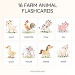 16 Cute Colorful Farm Animal Flashcards  | Printable Cards | 3.5x5 inch | Kids Learning & Classroom Decor preview 1