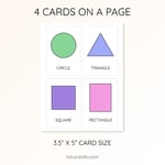 22 Cute Colorful Shape Flashcards | 16 2D Shapes + 6 3D Shapes | Printable Cards | 3.5x5 inch preview 4