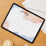 2026 Calendar Printable Download | Blue Brown Abstract Watercolor Background Calendar | Letter Size | Desk & Wall Planner preview 5