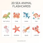 20 Cute Colorful sea Animal Flashcards | Printable Cards | 3.5x5 inch | Kids Learning & Classroom Decor  preview 1