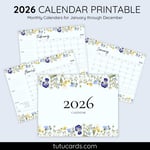 2026 Calendar Printable Download | Calm Colorful Pastel Watercolor Floral Calendar | Soft Aesthetic Monthly Planner | Letter Size | Desk & Wall Decor preview 1