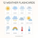 12 Cute Colorful Weather Flashcards | Printable Cards | 3.5x5 inch | Kids Learning & Classroom Decor preview 2