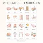 20 Cute Colorful Furniture Flashcards | Printable Cards | 3.5x5 inch | Kids Learning & Classroom Decor preview 2
