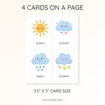 12 Cute Colorful Weather Flashcards | Printable Cards | 3.5x5 inch | Kids Learning & Classroom Decor preview 3