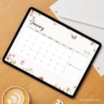 2026 Calendar Printable Download | Soft Watercolor Floral Butterflies Calendar | Letter Size | Desk & Wall Planner preview 5