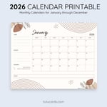 2026 Calendar Printable Download | Brown and Green Simple Minimalist Calendar | Letter Size | Desk & Wall Planner preview 3
