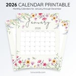 2026 Calendar Printable Download | Soft Pastel Botanical Flowers & Butterflies Watercolor Vertical Calendar | To-Do List & Notes Pages Included | Letter Size | Aesthetic Planner preview 3