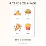 32 Cute Colorful Food & Drink Flashcards  | Printable Cards | 3.5x5 inch  preview 3