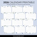 2026 Calendar Printable Download | Watercolor Floral Monthly Calendar | Letter Size | Desk & Wall Planner (Copy) preview 2