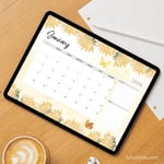 2026 Calendar Printable Download | Yellow Watercolor Flower Calendar | Letter Size | Desk & Wall Planner preview 5