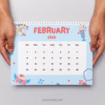 Cupid’s Blue Valentine – February 2026 Calendar | Light Blue Hearts & Love Theme preview 2