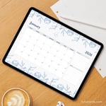 2026 Calendar Printable Download | Blue Botanical Line Art Floral Watercolor Calendar | Minimalist Nature Monthly Planner | Letter Size | Desk & Wall Decor preview 5