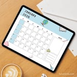 2026 Calendar Printable Download | Pink and Yellow Cute Illustrative Monthly Calendar | Stationery Theme | Letter Size | Desk & Wall Planner preview 5