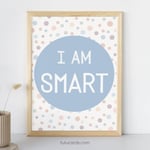 I Am Smart — Soft Colorful Dots Affirmation Poster for Kids, Gentle Minimalist Wall Art, Calming Classroom & Home Decor preview 1