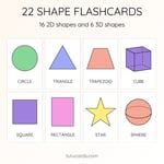 22 Cute Colorful Shape Flashcards | 16 2D Shapes + 6 3D Shapes | Printable Cards | 3.5x5 inch preview 1