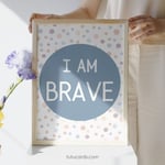 I Am Brave — Soft Colorful Dots Affirmation Poster for Kids, Gentle Minimalist Wall Art, Calming Classroom & Home Decor preview 3