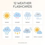 12 Cute Colorful Weather Flashcards | Printable Cards | 3.5x5 inch | Kids Learning & Classroom Decor preview 1