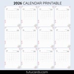 2026 Calendar Printable Download | Pink Watercolor Floral Vertical Calendar | To-Do List & Notes Pages Included | Letter Size | Planner & Wall Decor preview 2