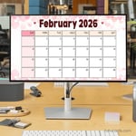 Wide Pink Hearts – February 2026 Calendar | Minimal Romantic Landscape Design preview 2