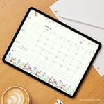 2026 Calendar Printable Download | Green and Blue Watercolor Brush Calendar | Letter Size | Desk & Wall Planner preview 5