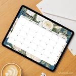 2026 Calendar Printable Download | White Vintage Rose Calendar | Elegant Floral Monthly Planner | Letter Size | Desk & Wall Decor preview 5
