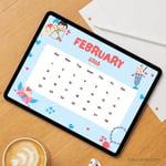Cupid’s Blue Valentine – February 2026 Calendar | Light Blue Hearts & Love Theme preview 3