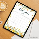 2026 Calendar Printable Download | Yellow Wildflower & Daisy Watercolor Vertical Calendar | To-Do List & Notes Pages Included | Letter Size | Rustic Floral Planner preview 5