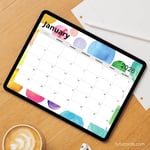 2026 Calendar Printable Download | Colorful Watercolor Polka Dots Calendar | Letter Size | Desk & Wall Planner preview 5