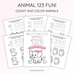 Cute Animal Number Coloring Pages 1-9| Kids Learning PDF  - coloring_pages